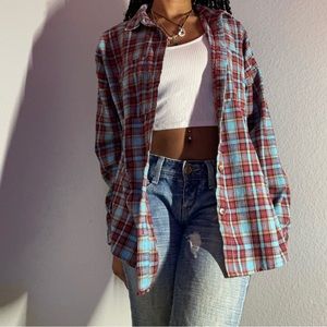 Size XS Pacsun Red + Blue Plaid Flannel